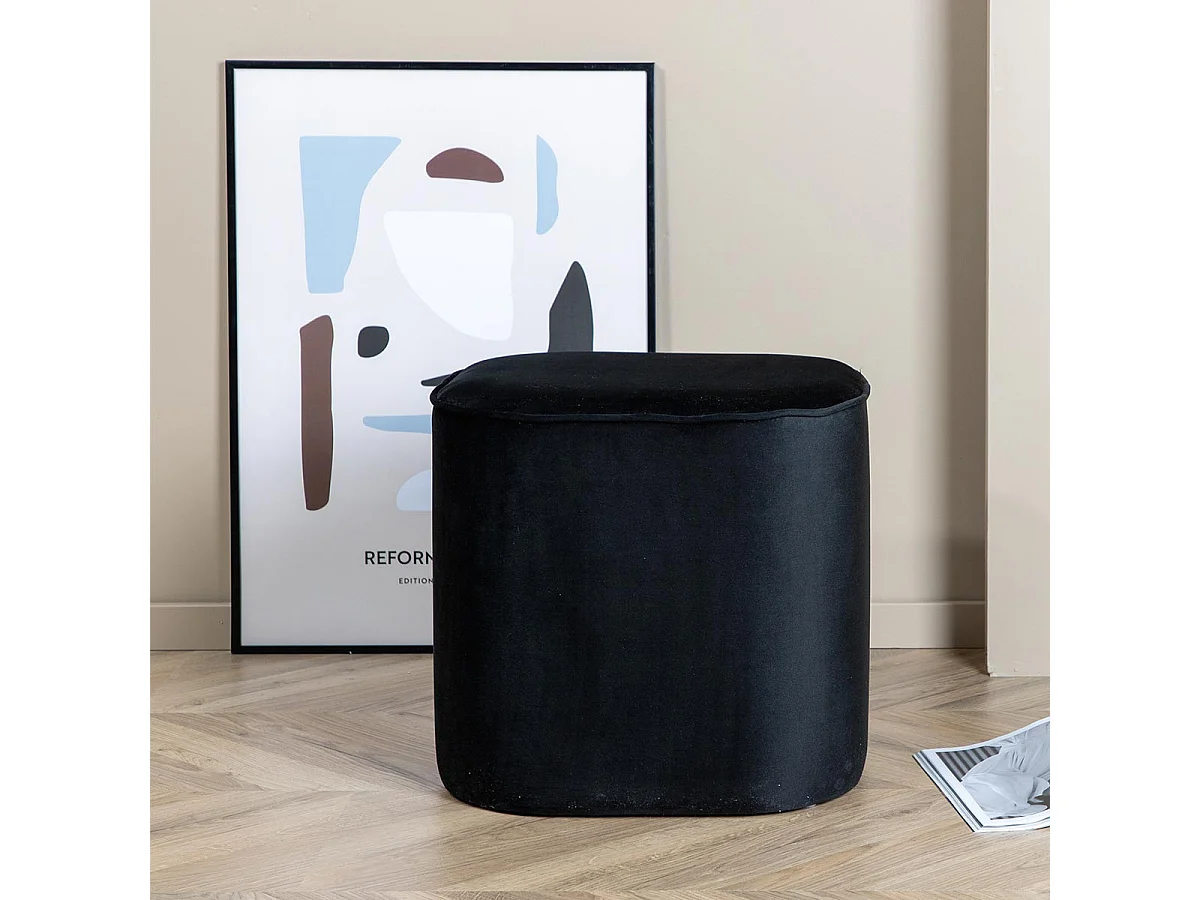 Pouf en Velours "Piff" 44cm Noir