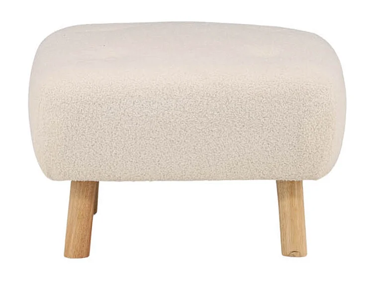 Salinapouf ,repose-pieds ours en peluche naturel, blanc.