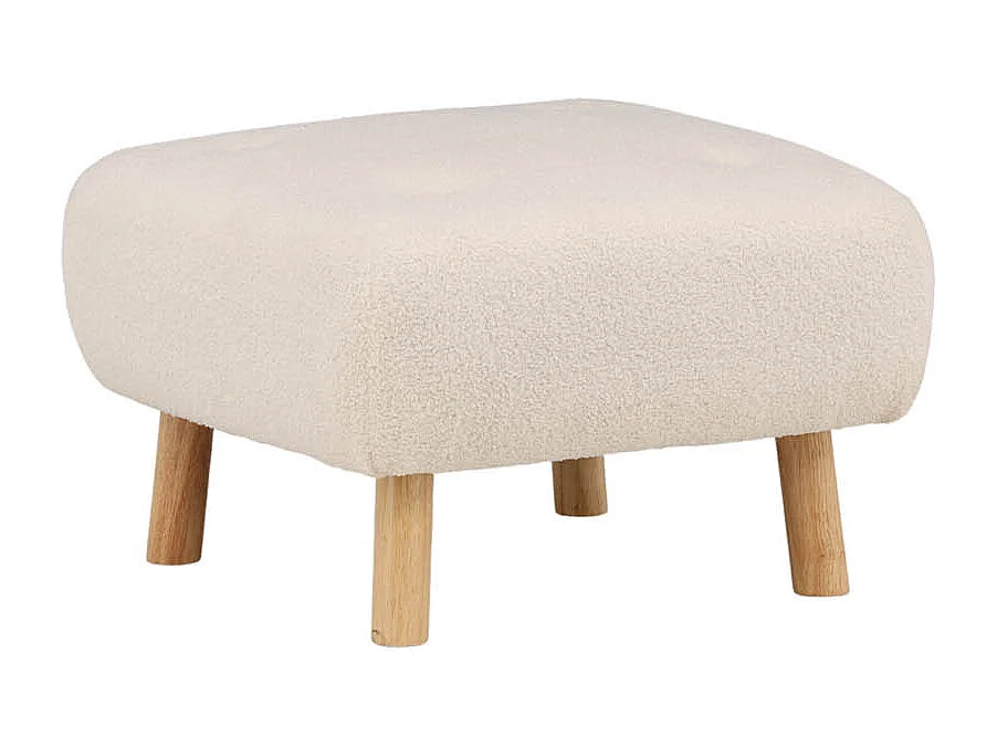 Salinapouf ,repose-pieds ours en peluche naturel, blanc.