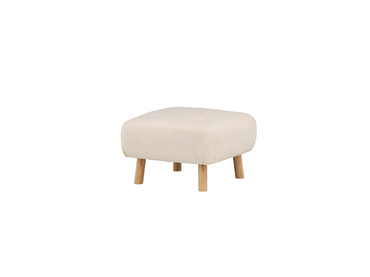 Salina Pouf, Hocker Teddystoff natur, weiß.