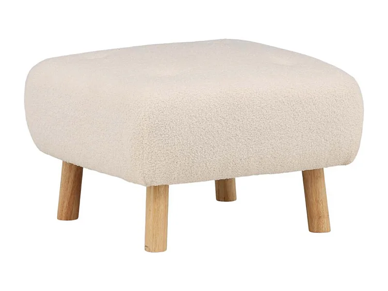 Pouf Déco en Bouclette "Salina" 60cm Naturel