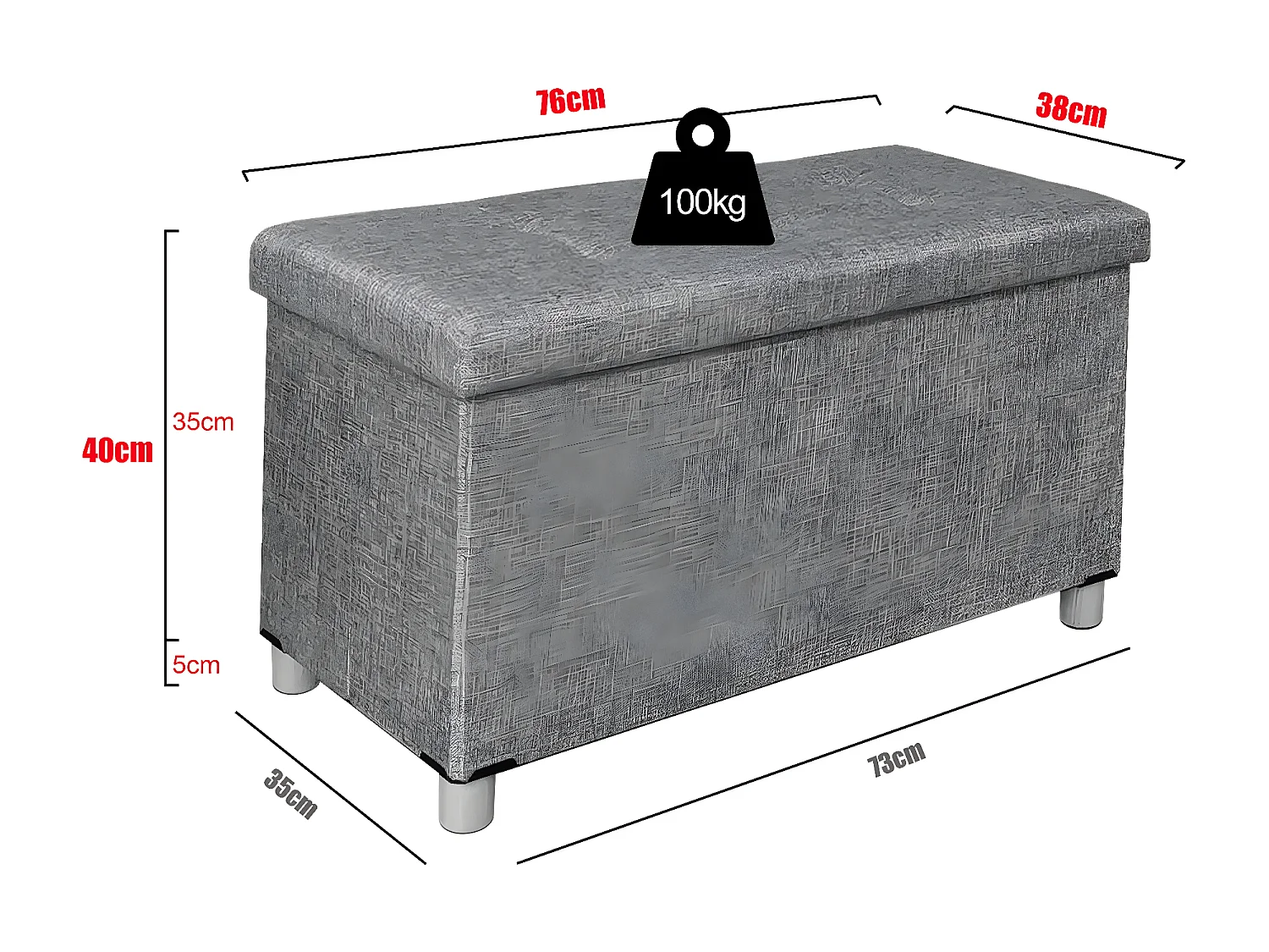 Seat Sizos Anthracite H. 40 x W. 76 x D. 38 cm