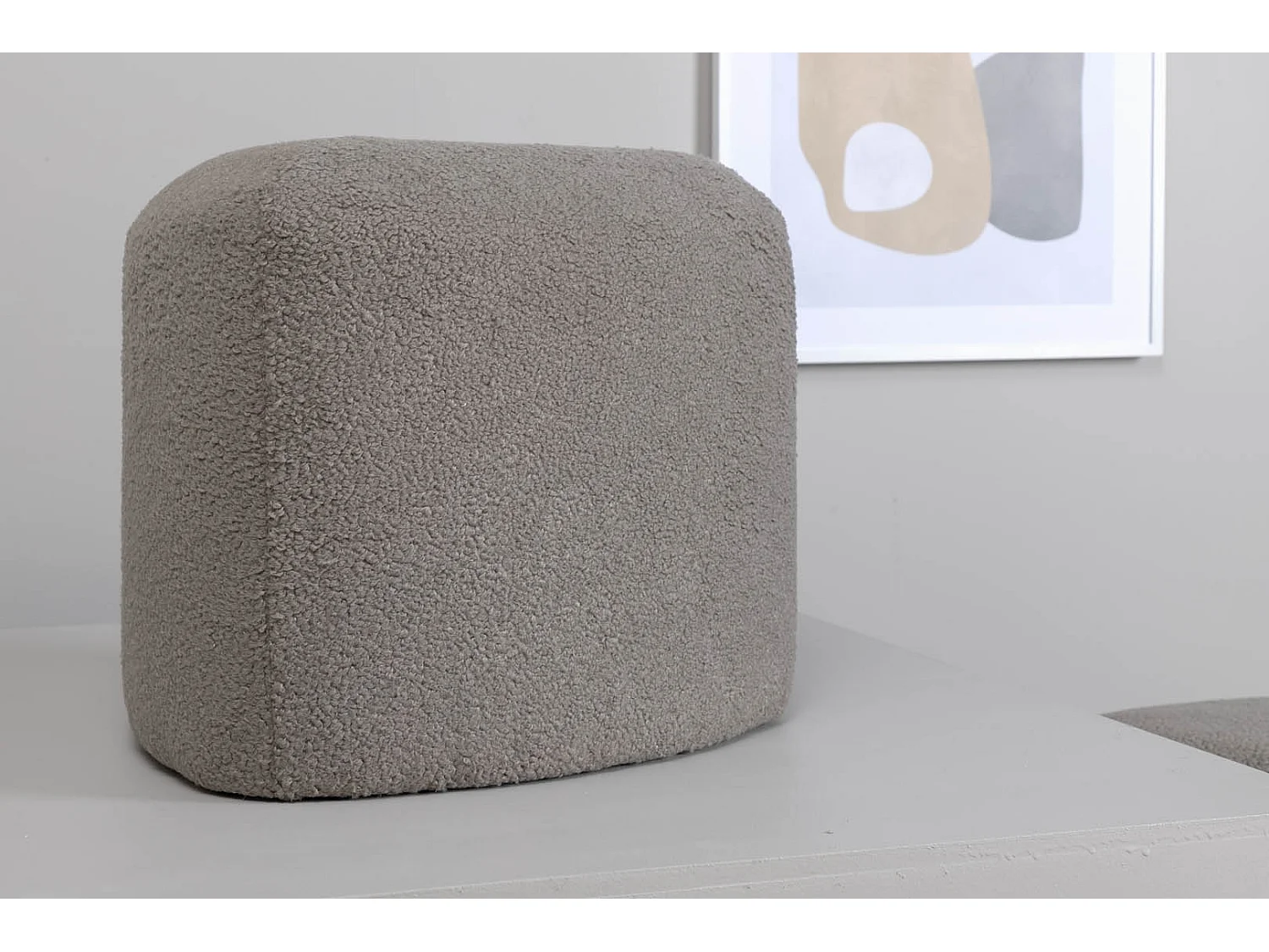 Pouf Tissu Bouclette "Peg" 46cm Gris
