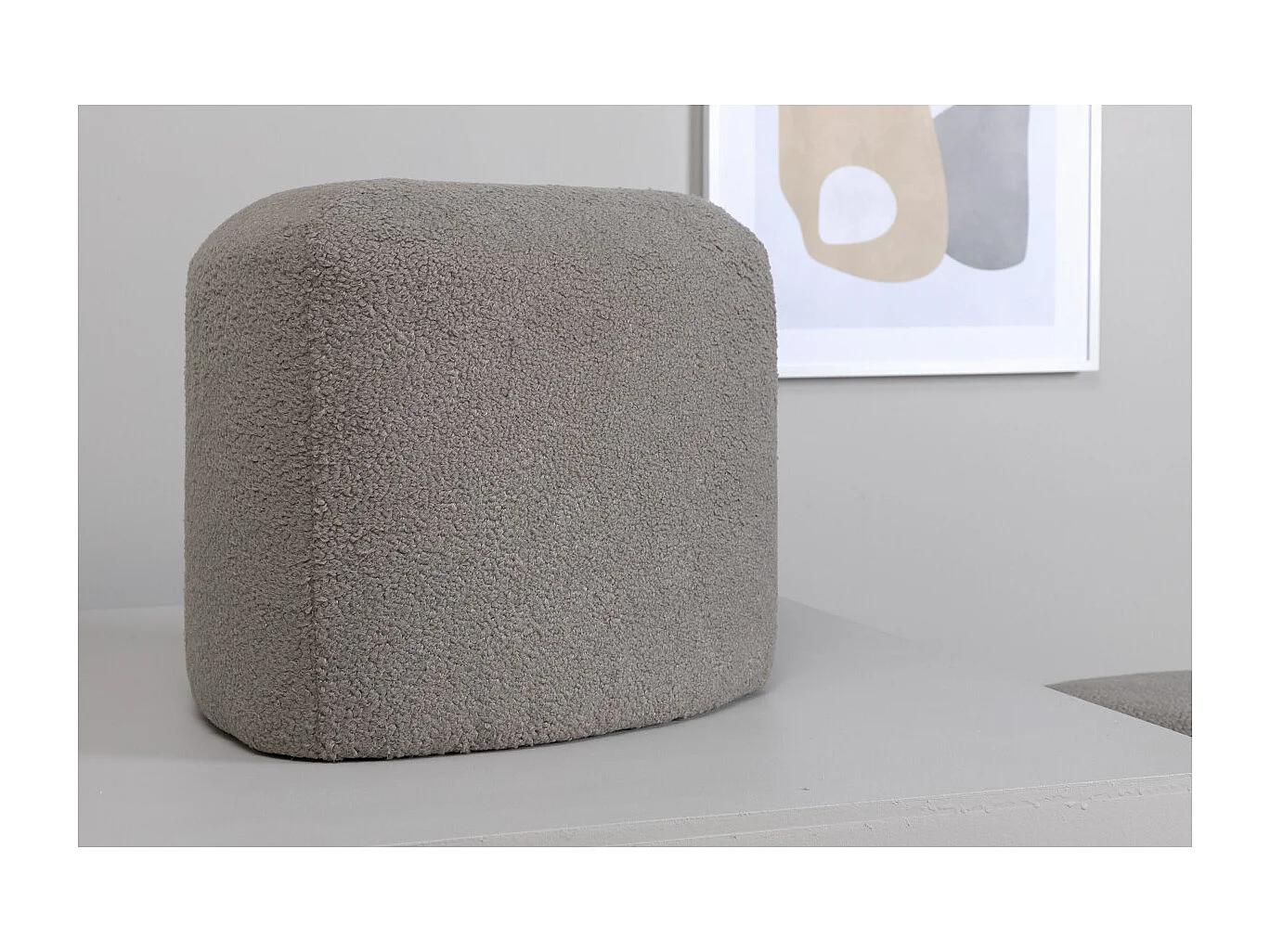 Pouf Tissu Bouclette "Peg" 46cm Gris