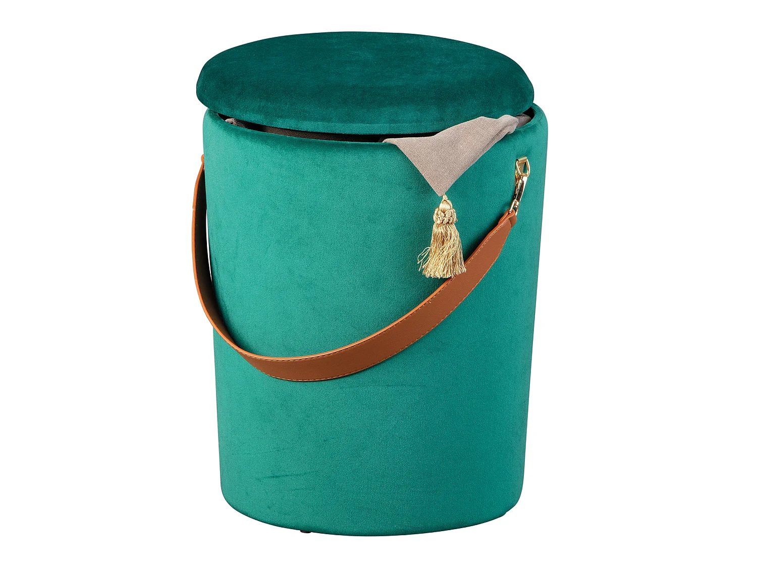 Pampurs Fusshocker, Hocker mit Aufbewahrung grün und braun.