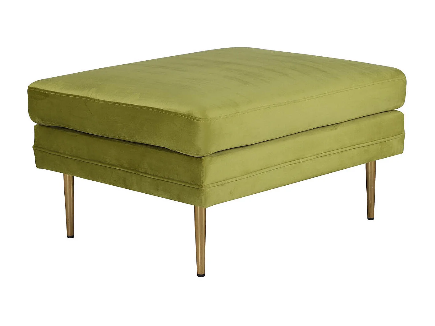 Boom pouf ,repose-pieds  velours laiton, vert.