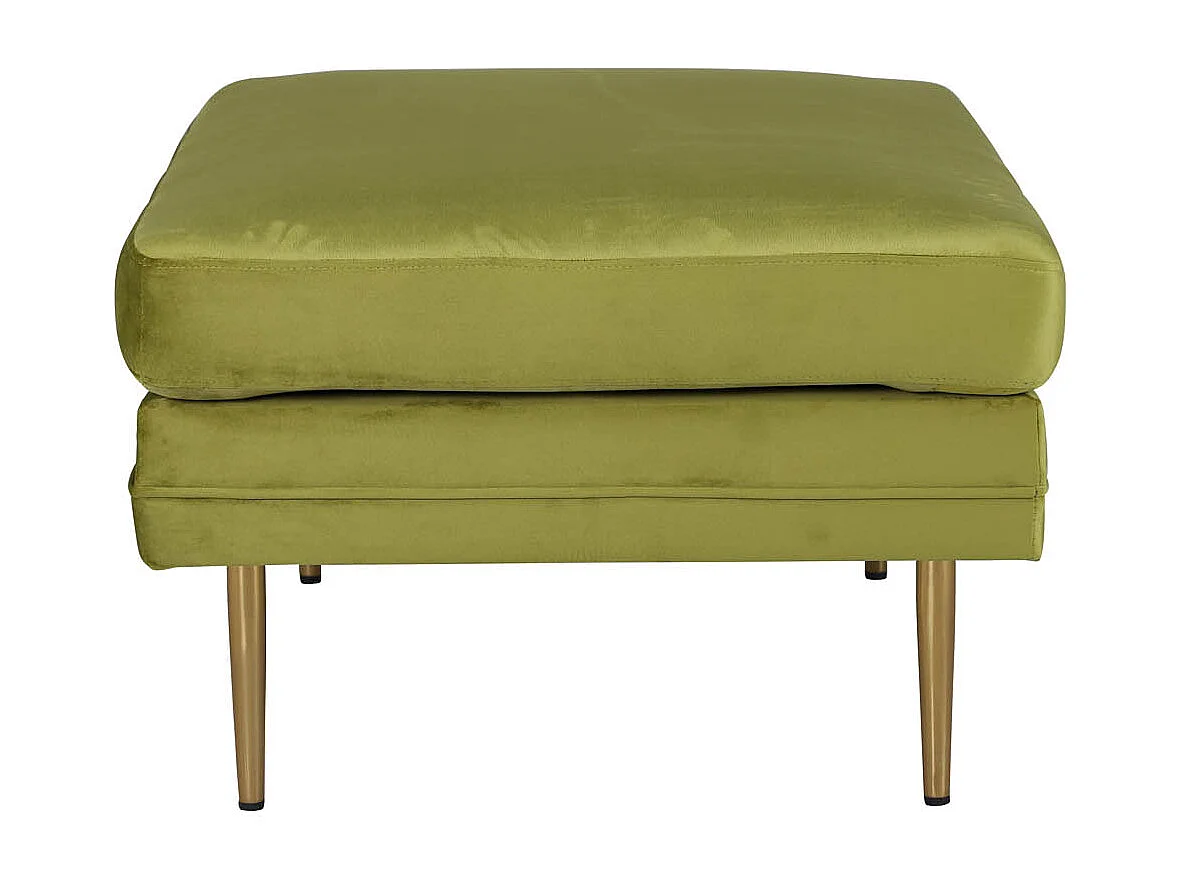 Boom pouf ,repose-pieds  velours laiton, vert.