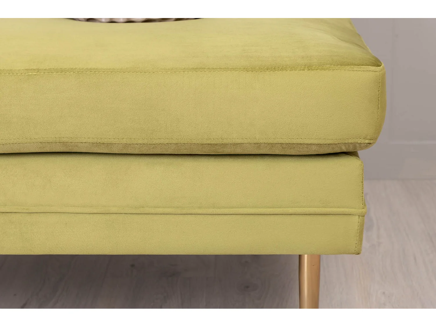 Boom pouf ,repose-pieds  velours laiton, vert.