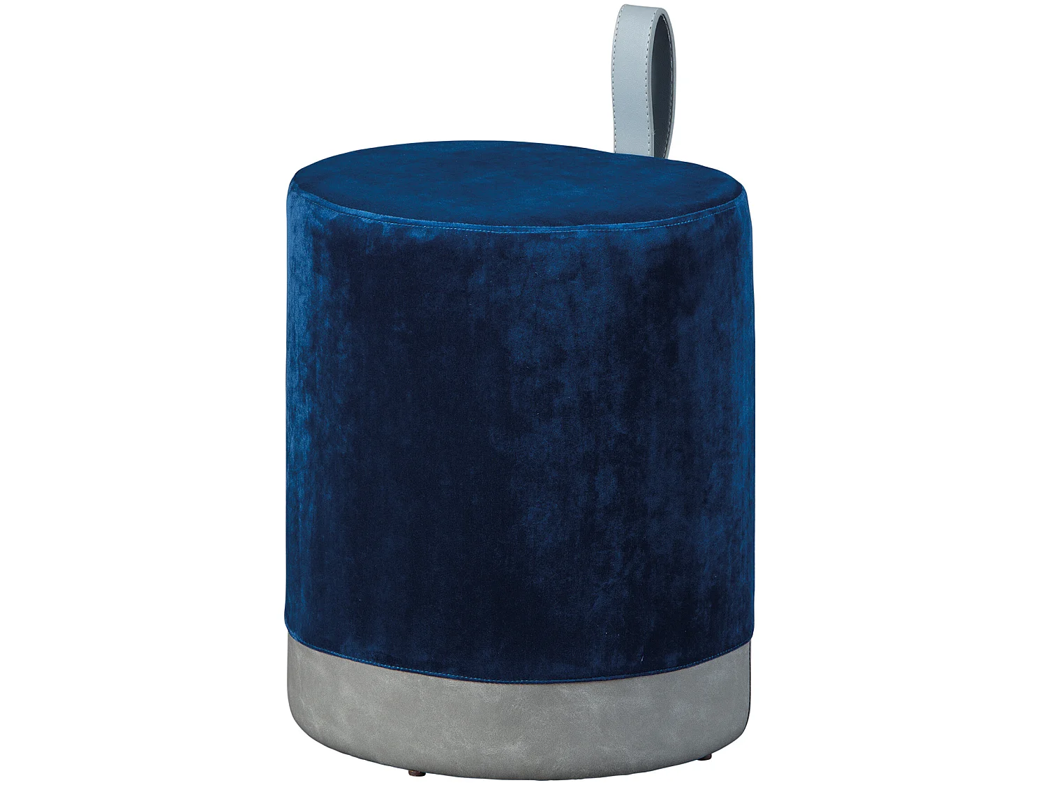 Pouf Osana, sgabello blu e grigio.