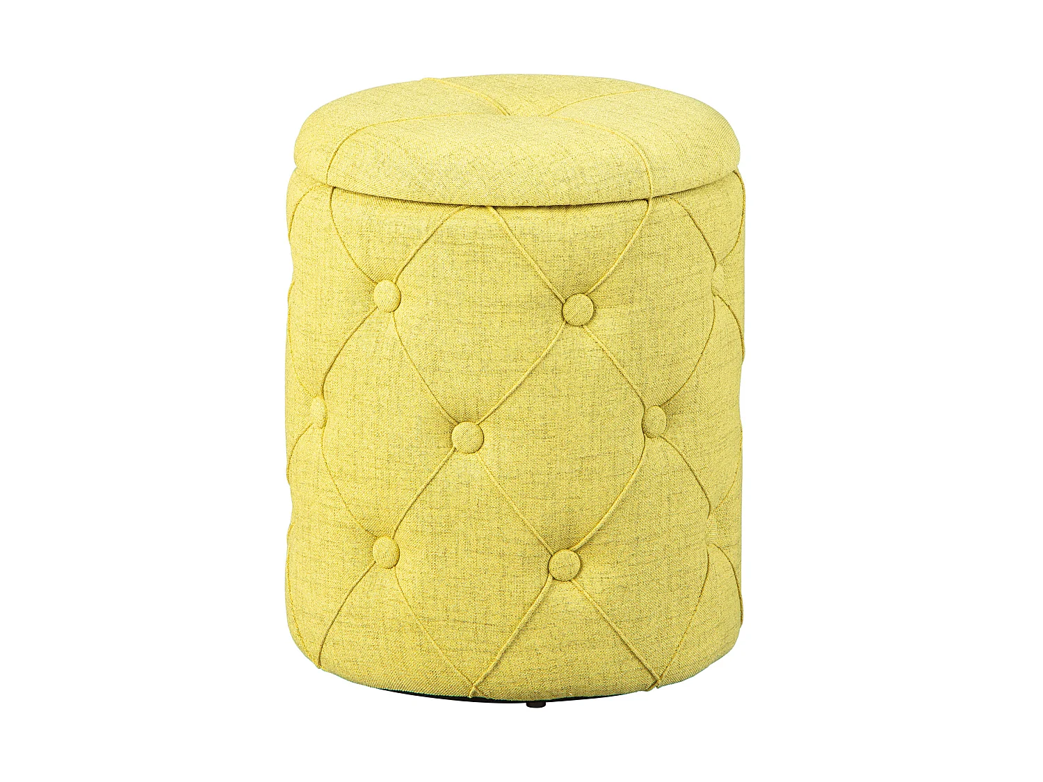 Ymas Repose-pieds/Tabouret avec compartiment de rangement, jaune-vert et marron.