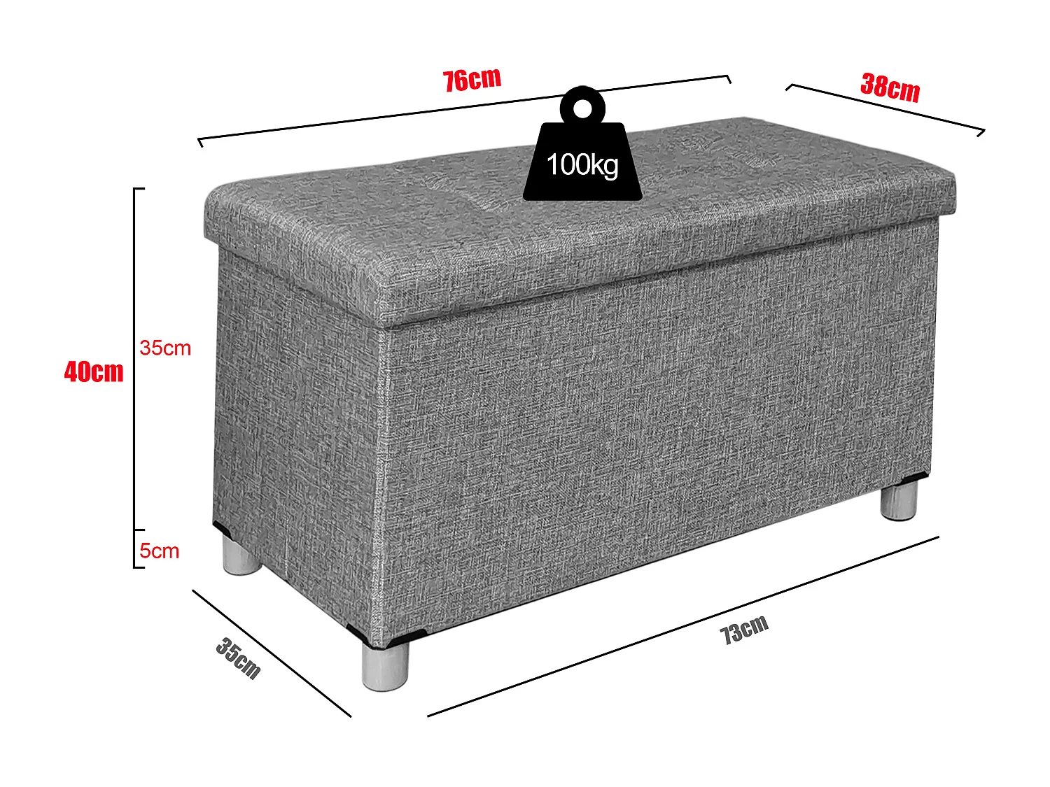 Seat Sizos Gray H. 40 x W. 76 x D. 38 cm