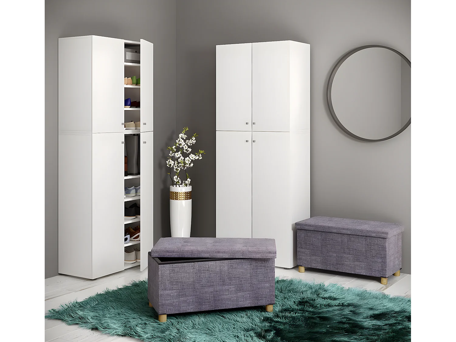 Assento Sizos Cinza A. 40 x L. 76 x P. 38 cm