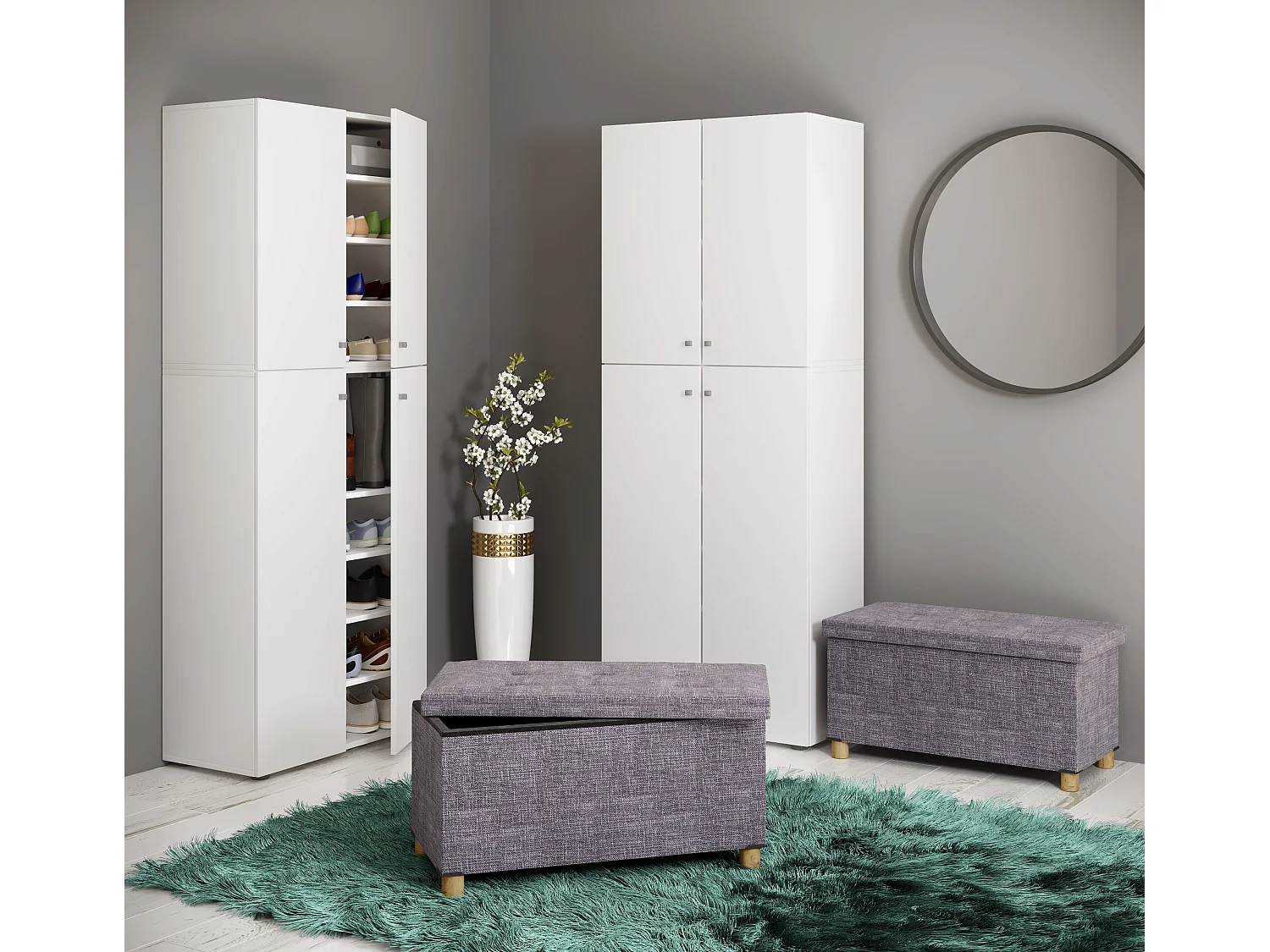 Assento Sizos Cinza A. 40 x L. 76 x P. 38 cm