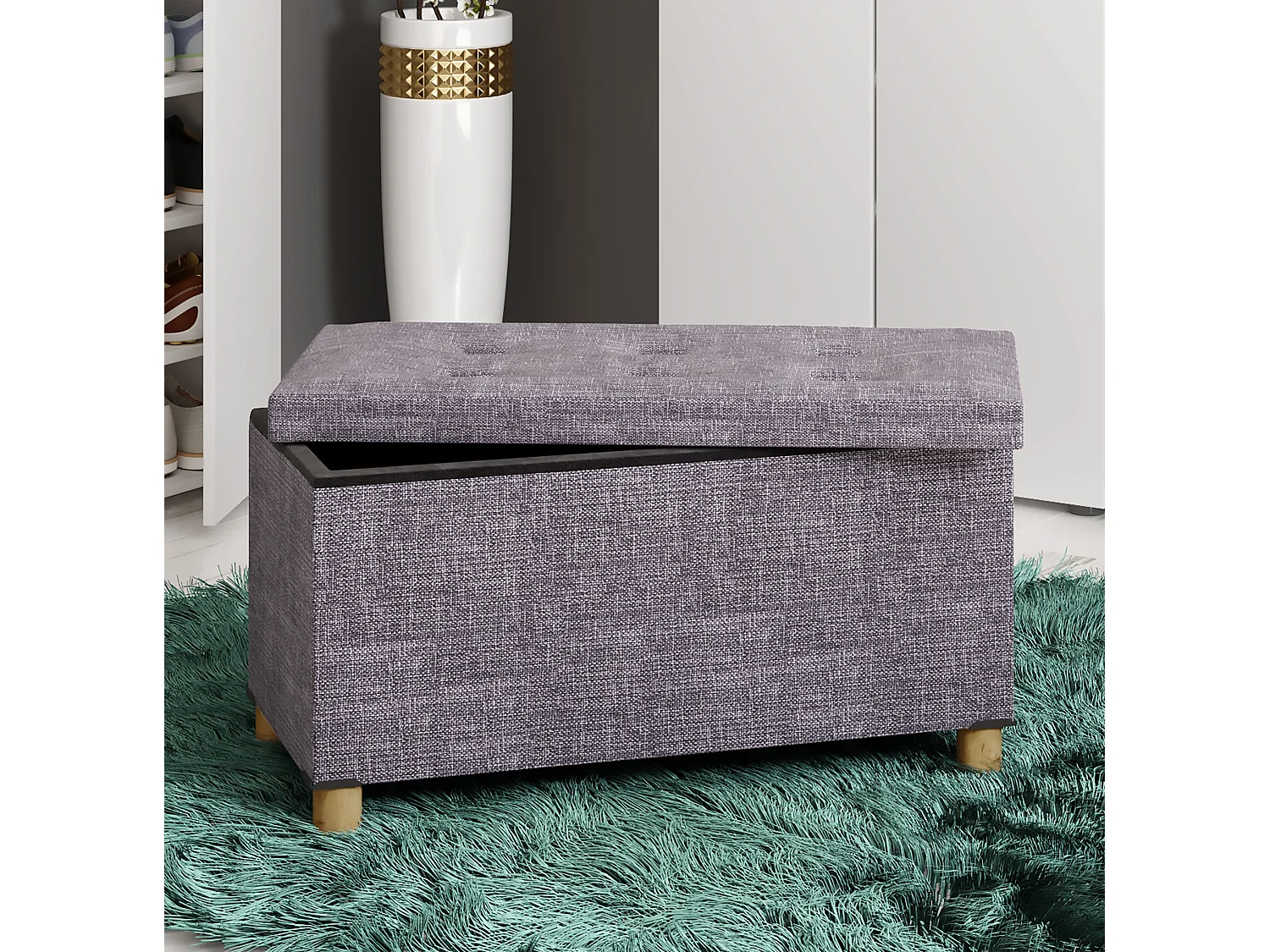 Stoff Sitztruhe Sitzbank Truhe Box Kiste Sizos L