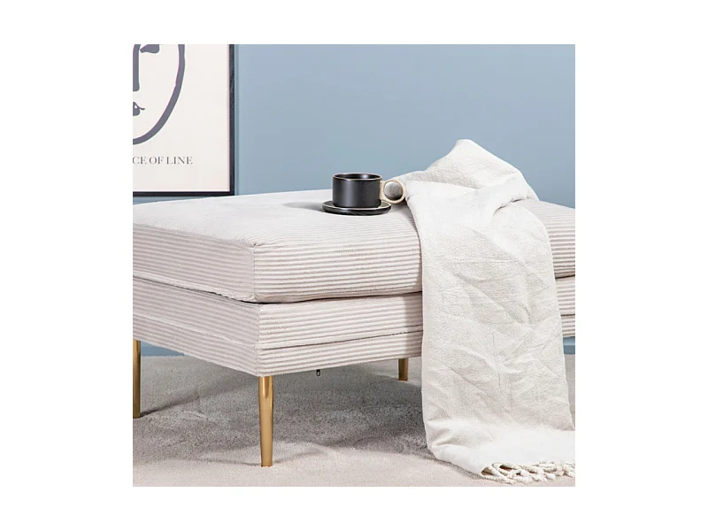 Boom Pouf, Hocker Samt beige, Messing.