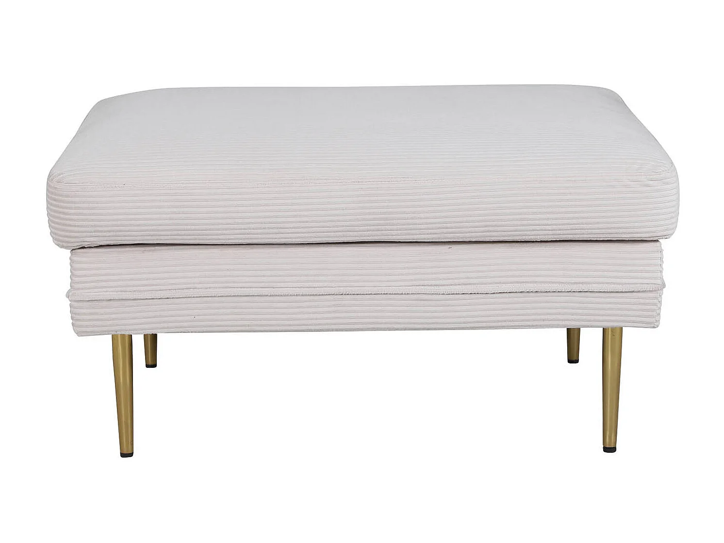 Boom pouf ,repose-pieds  velours côtelé beige, laiton.
