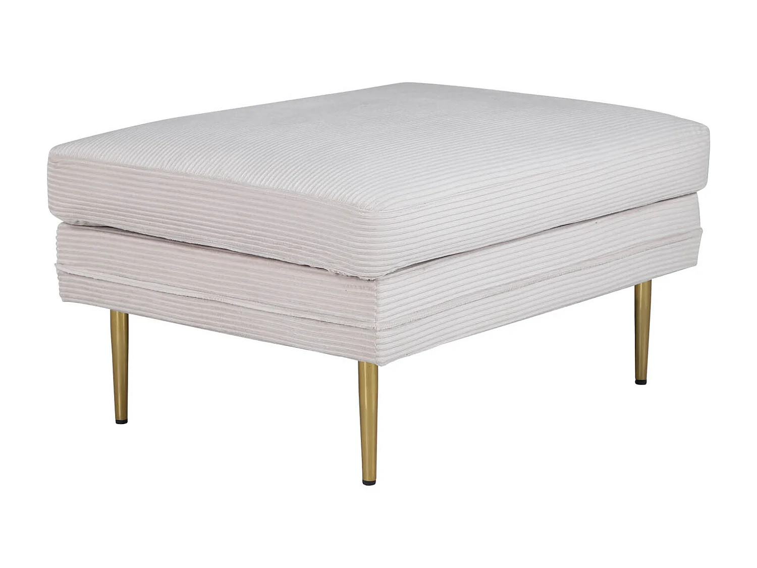 Boom pouf ,repose-pieds  velours côtelé beige, laiton.