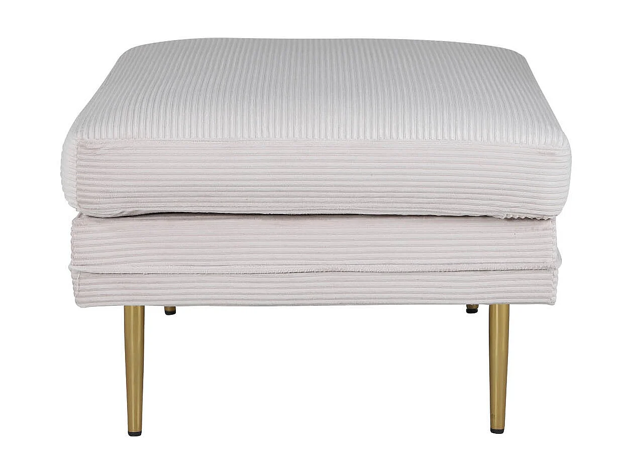 Boom pouf ,repose-pieds  velours côtelé beige, laiton.