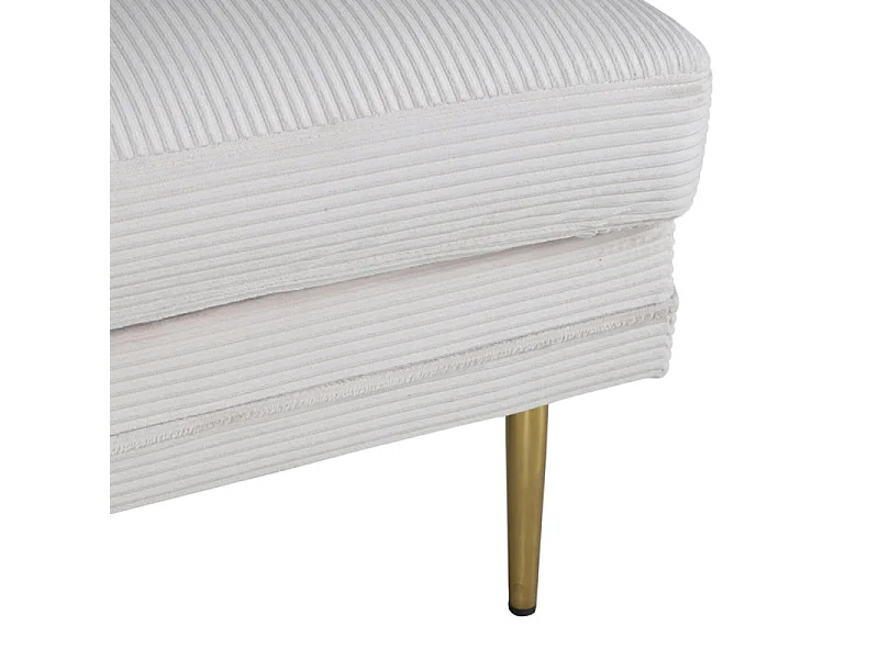 Boom pouf ,repose-pieds  velours côtelé beige, laiton.