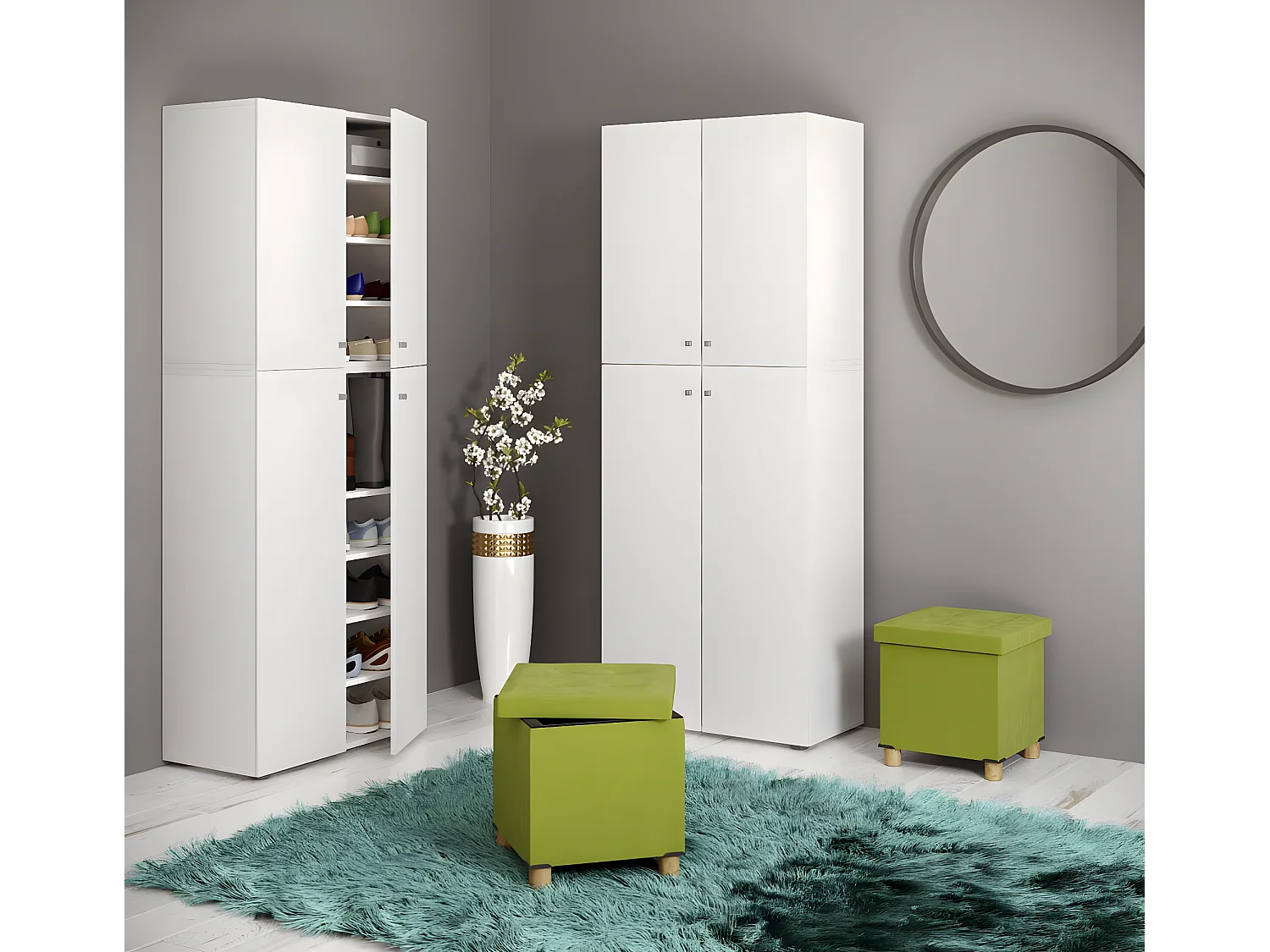 Stoff Sitztruhe Sitzbank Truhe Sitzhocker Sizos M