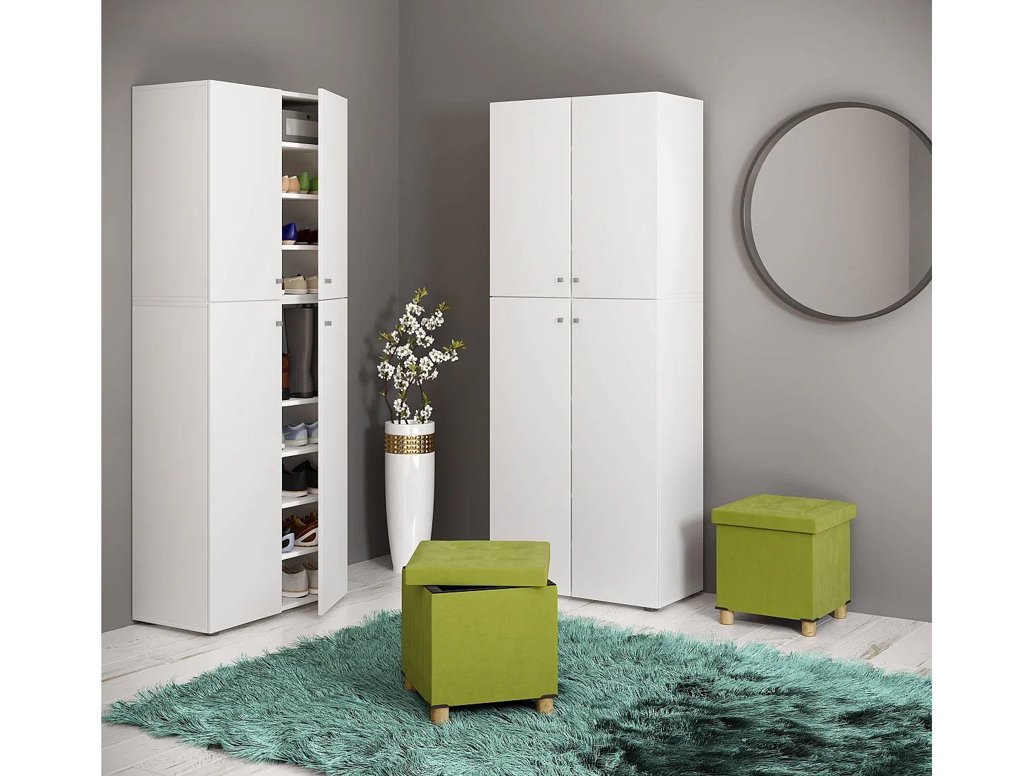 Stoff Sitztruhe Sitzbank Truhe Sitzhocker Sizos M