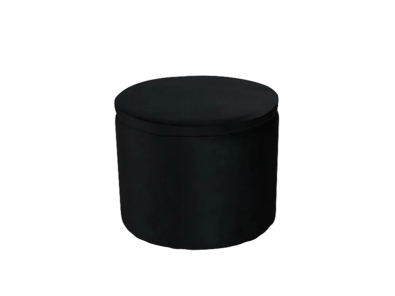 Dunken Pouf, Hocker mit Aufbewahrung Ø51cm Velour schwarz.
