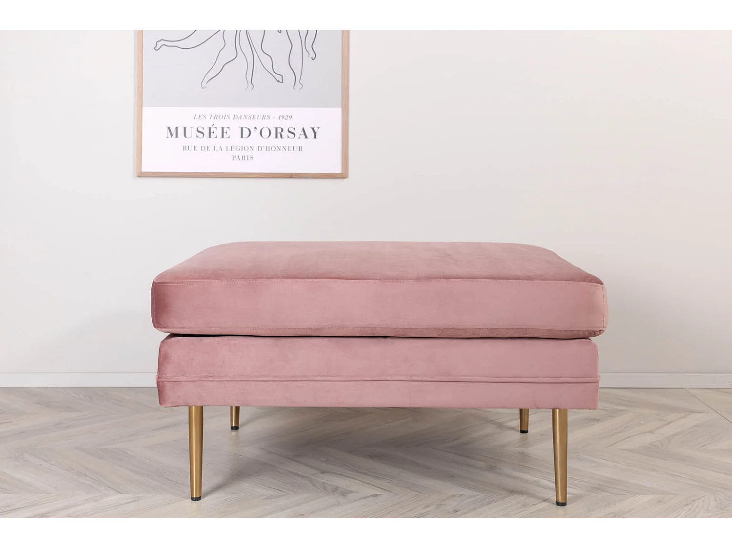 Boom Pouf, Hocker Velour Messing, pink.