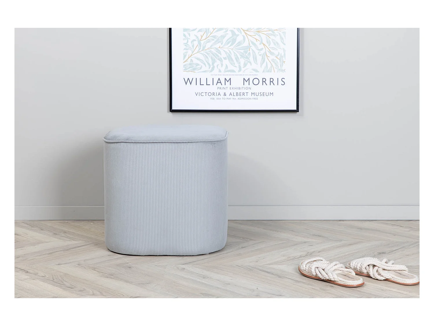 Pouf en Velours Côtelé "Piff" 44cm Gris