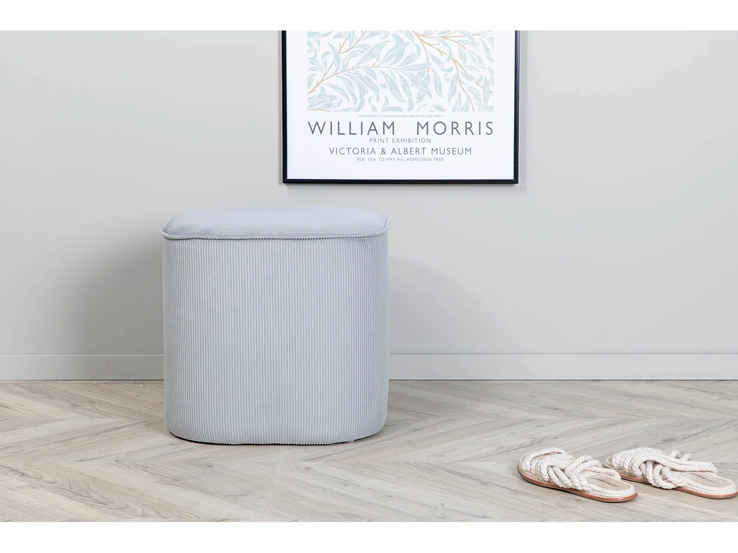 Pouf en Velours Côtelé "Piff" 44cm Gris