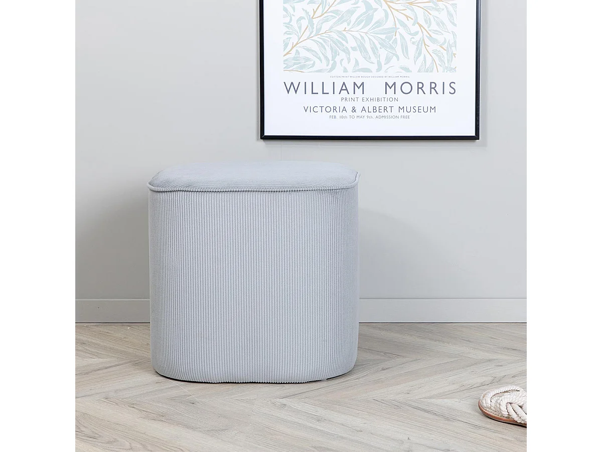 Pouf en Velours Côtelé "Piff" 44cm Gris