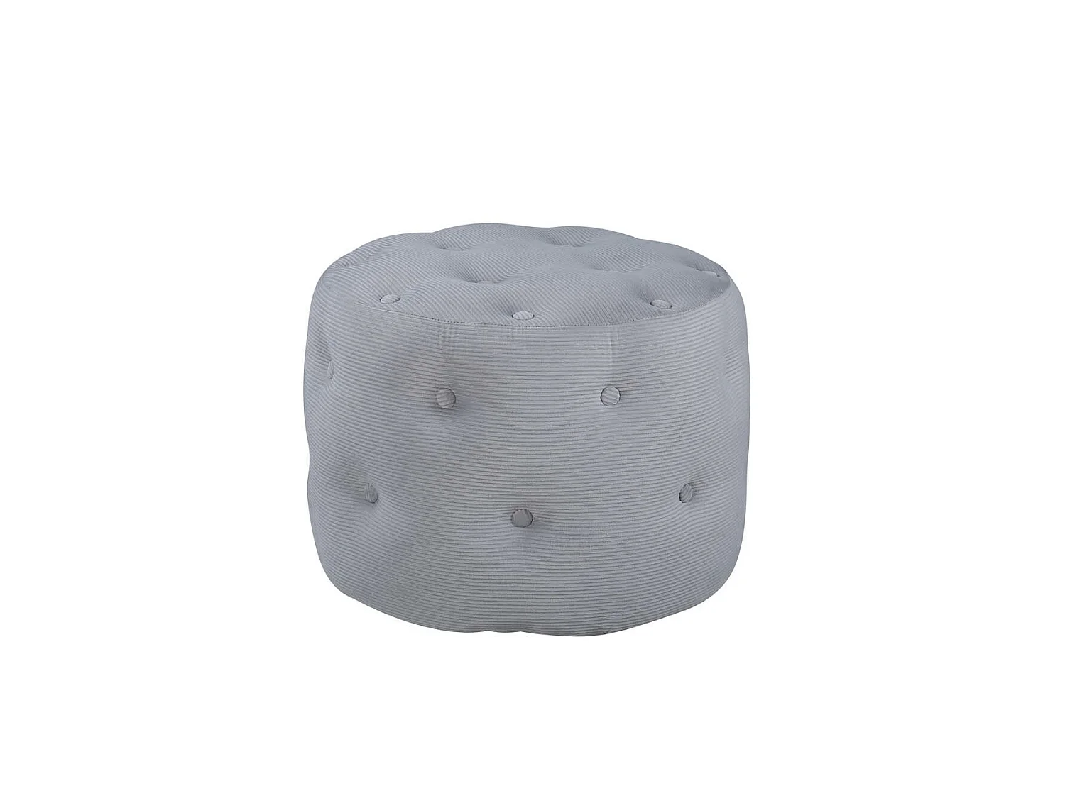 Pouf Capitonné en Velours Côtelé "Benjamin" 55cm Gris
