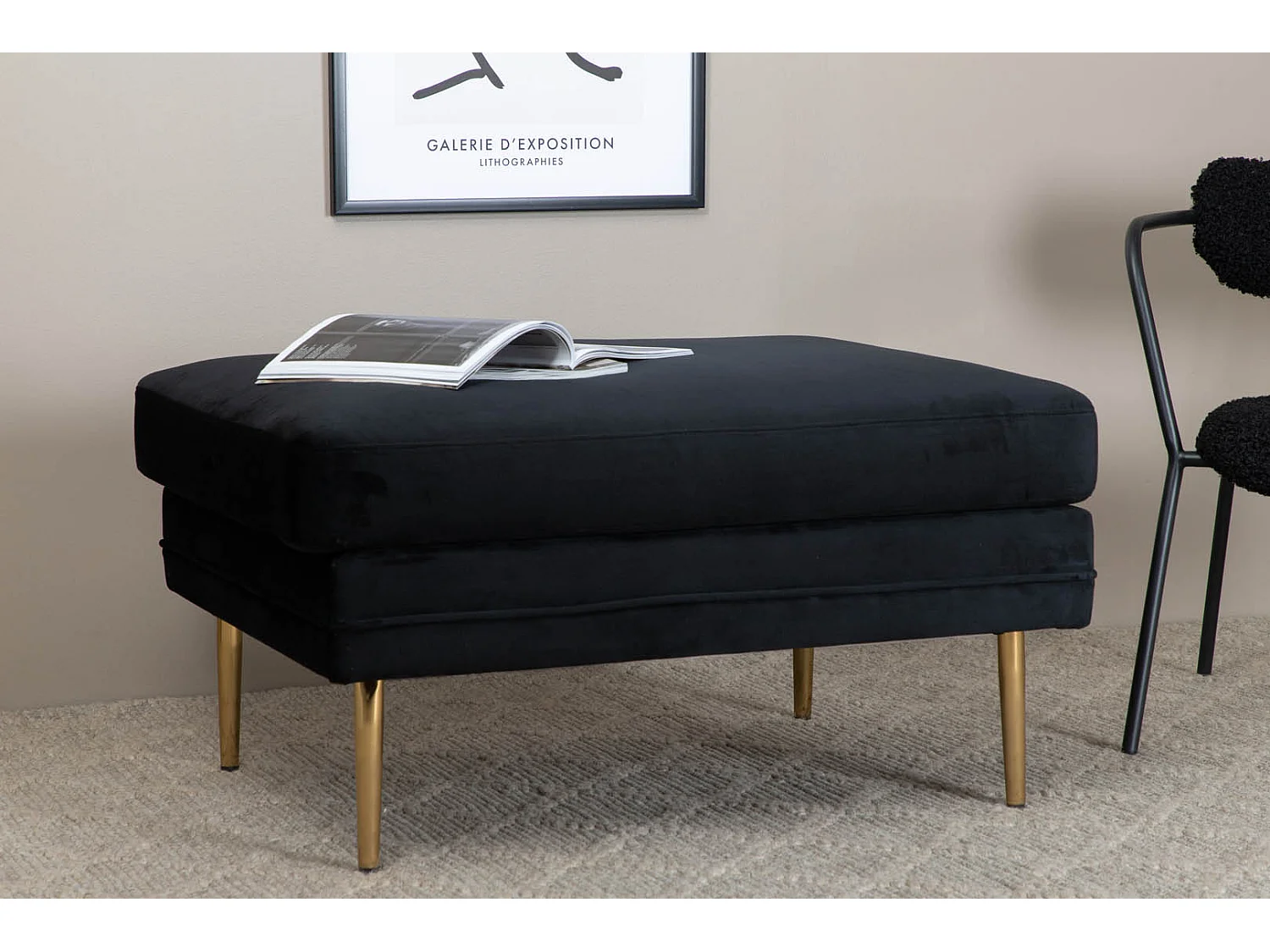 Pouf Design en Velours "Boom" 90cm Noir