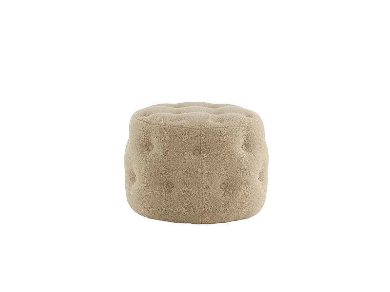 Benjamin poef, hocker Ø55cm teddystof beige.