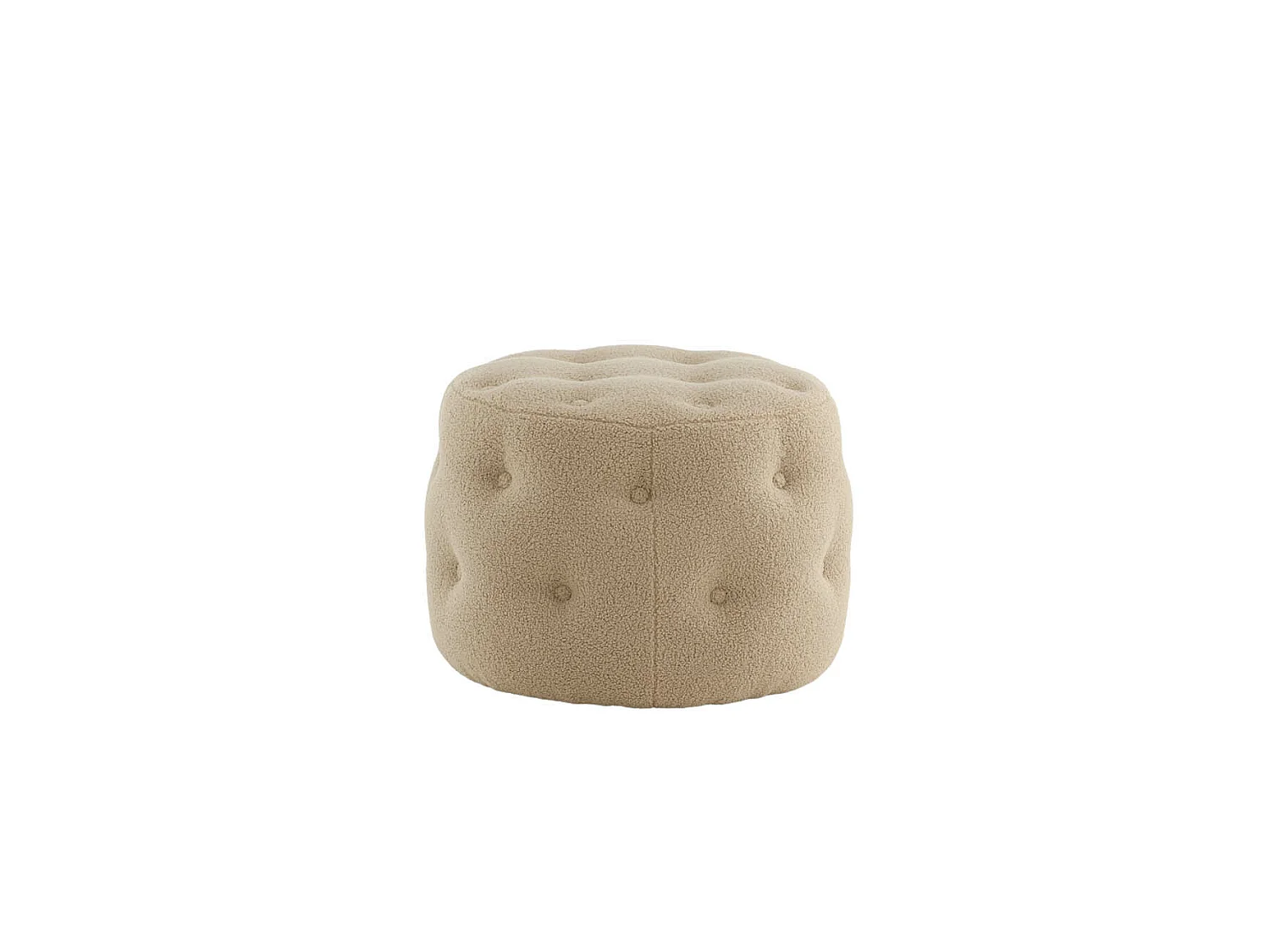 Pouf Capitonné Tissu Bouclette "Benjamin" 55cm Beige