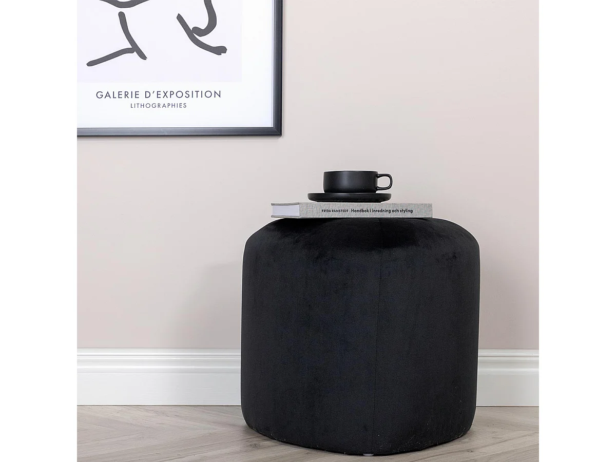 Pouf en Velours "Peg" 46cm Noir
