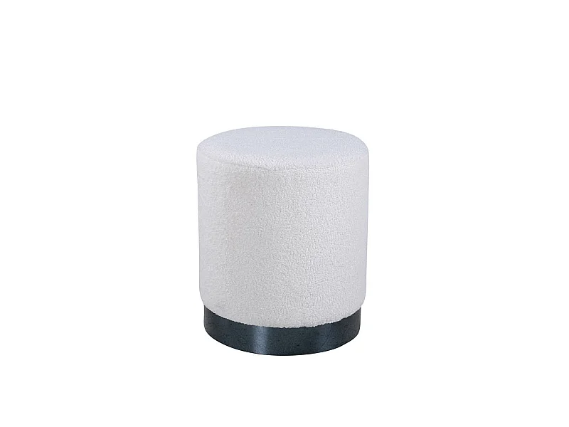 Pouf Rond Bouclé "Benji" 43cm Blanc & Noir