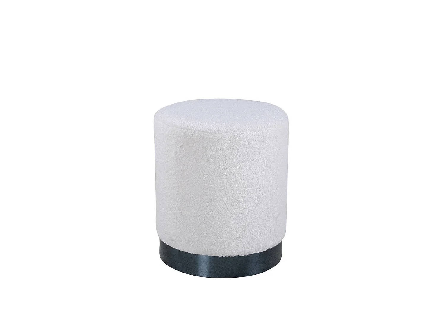 Pouf Rond Bouclé "Benji" 43cm Blanc & Noir