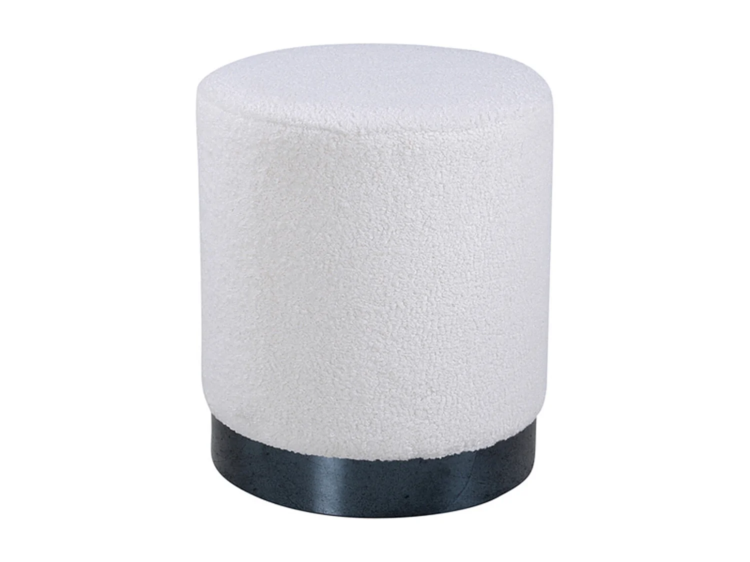 Pouf Rond Bouclé "Benji" 43cm Blanc & Noir