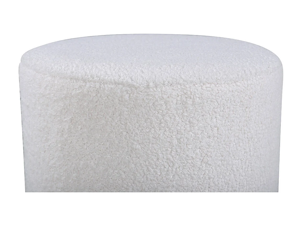 Pouf Rond Bouclé "Benji" 43cm Blanc & Noir