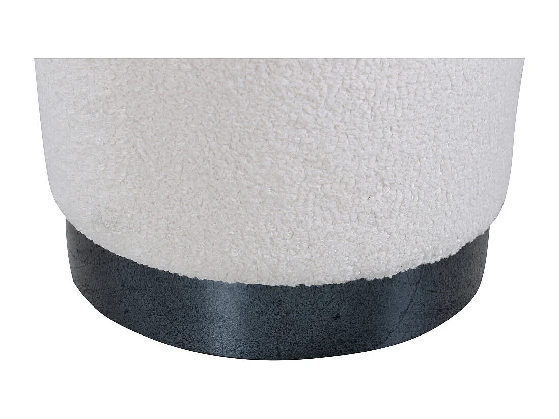 Pouf Rond Bouclé "Benji" 43cm Blanc & Noir