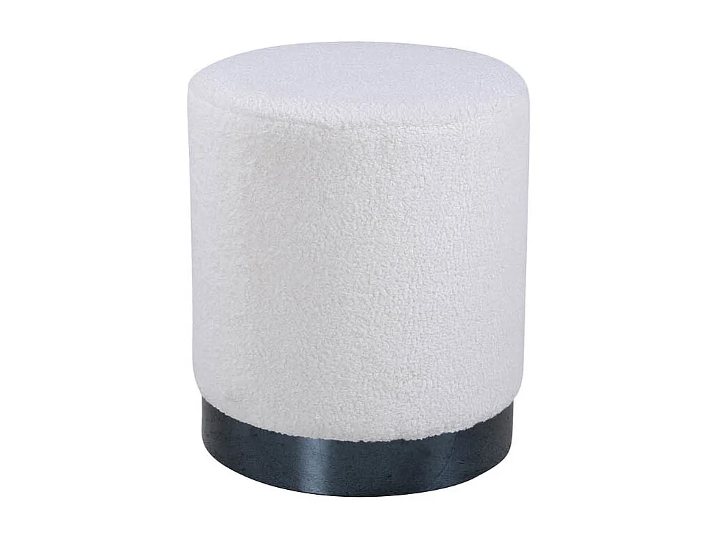 Benji pouf ,repose-pieds  Ø35cm ours en peluche noir, blanc.