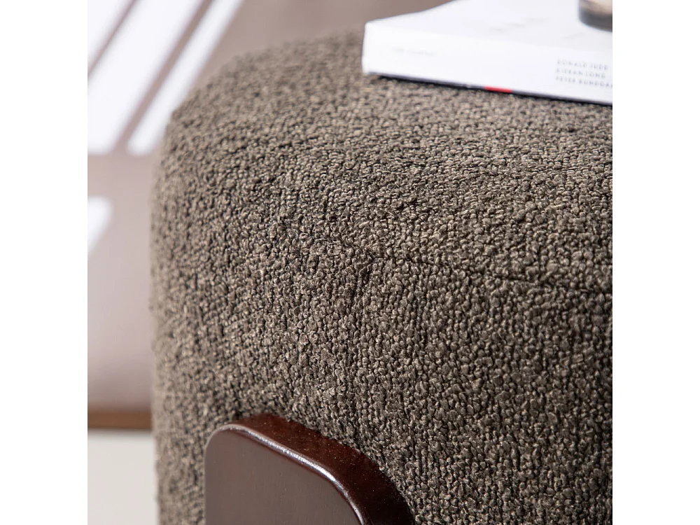 Pouf Design Tissu Bouclette "Coffey" 52cm Gris Foncé