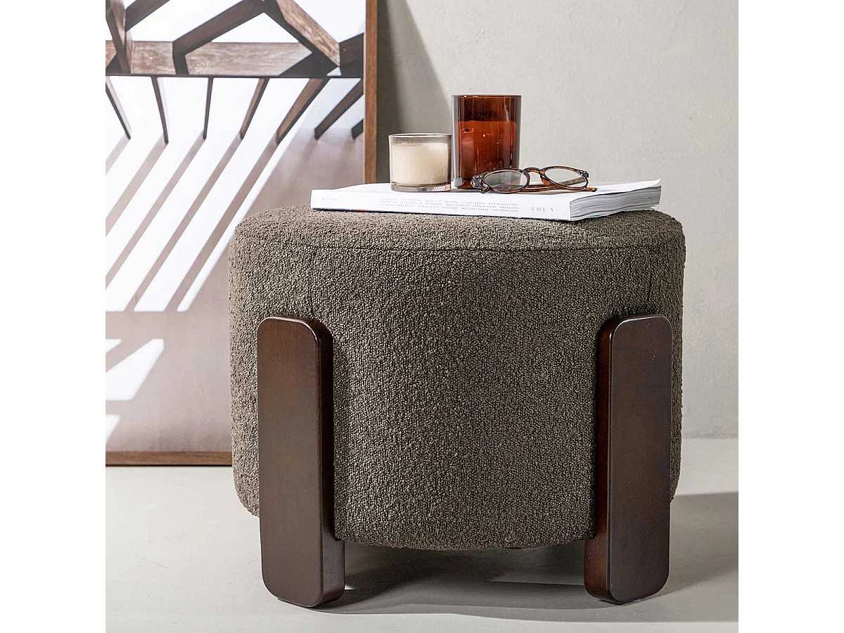 Coffey poef, hocker Ø52,5cm  bruin, donkergrijs.