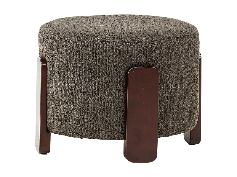 Pouf Design Tissu Bouclette "Coffey" 52cm Gris Foncé