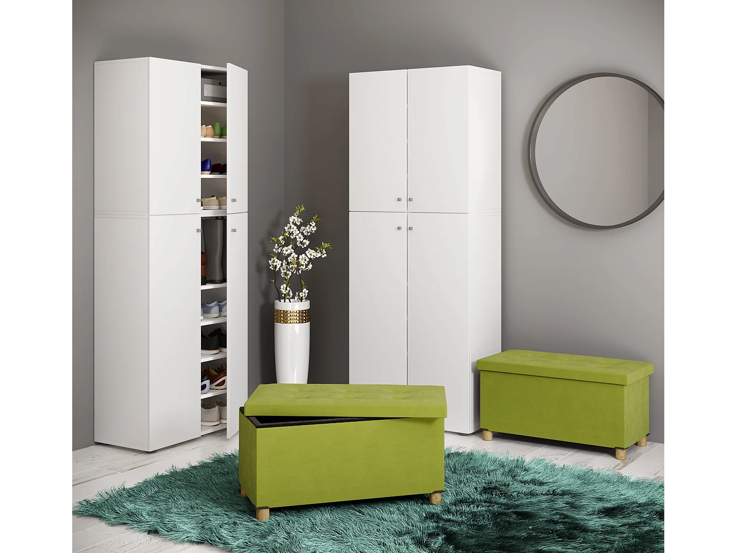 Stoff Sitztruhe Sitzbank Truhe Box Kiste Sizos L