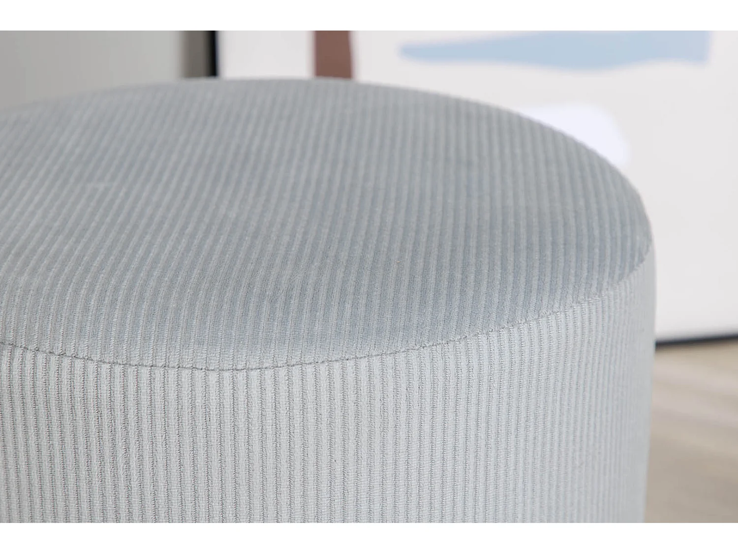 Pouf en Velours Côtelé "Benji" 42cm Gris