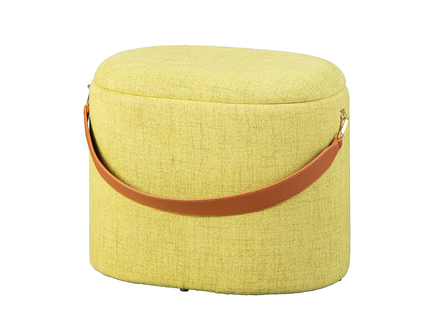 Dirax Repose-pieds/Tabouret avec compartiment de rangement jaune-vert et marron.