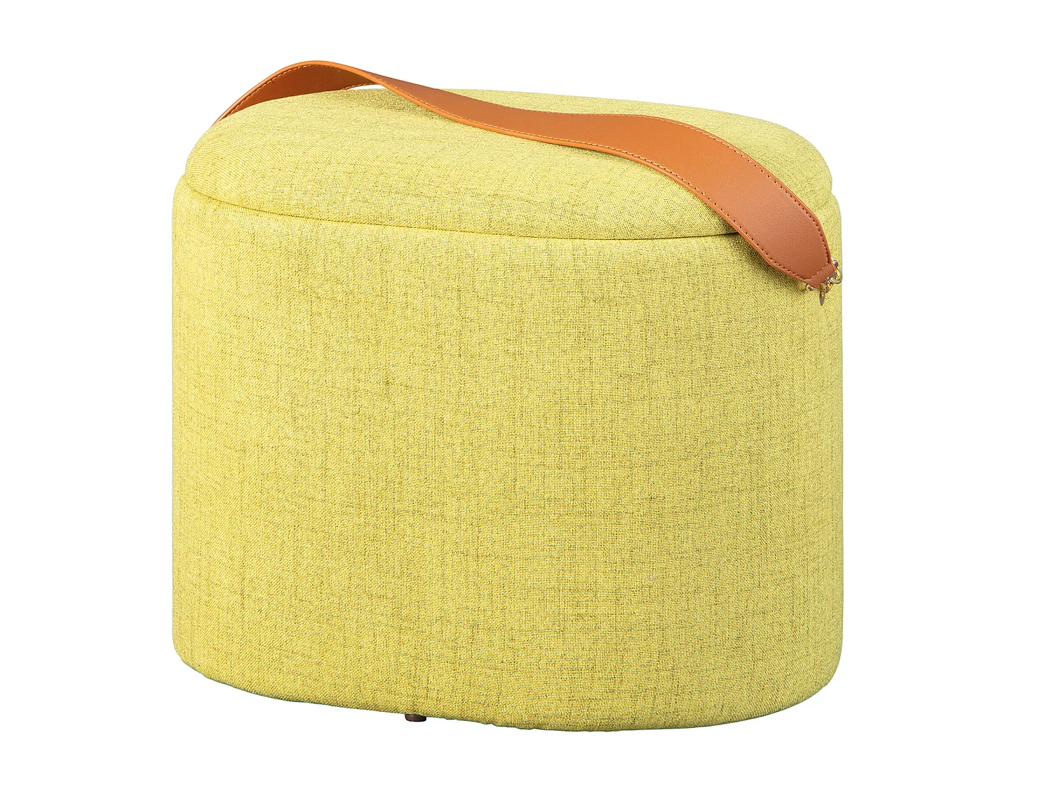 Dirax Repose-pieds/Tabouret avec compartiment de rangement jaune-vert et marron.