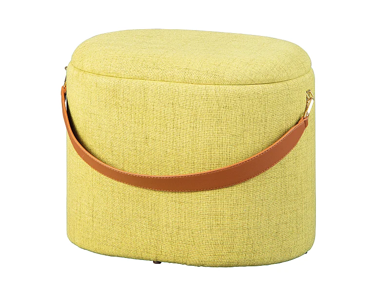 Dirax Repose-pieds/Tabouret avec compartiment de rangement jaune-vert et marron.