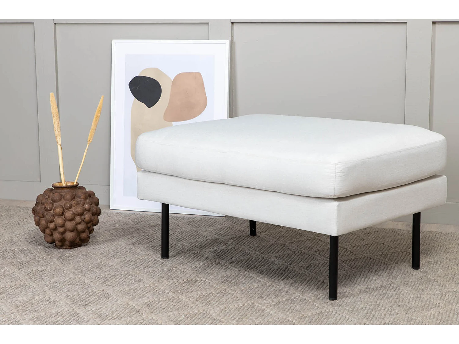 Zoom poef, hocker  zwart, lichtbeige.